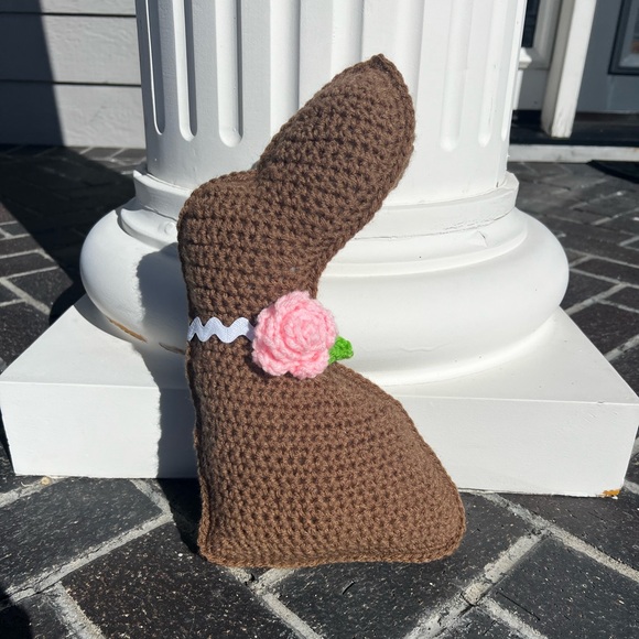 Hand Crocheted Chocolate Easter Bunny Plushie Stuffed Anima Decor! - Picture 4 of 17